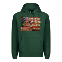 Sports Green deer hunting target american flag  background Premium Hoodie - BarkalooDesign