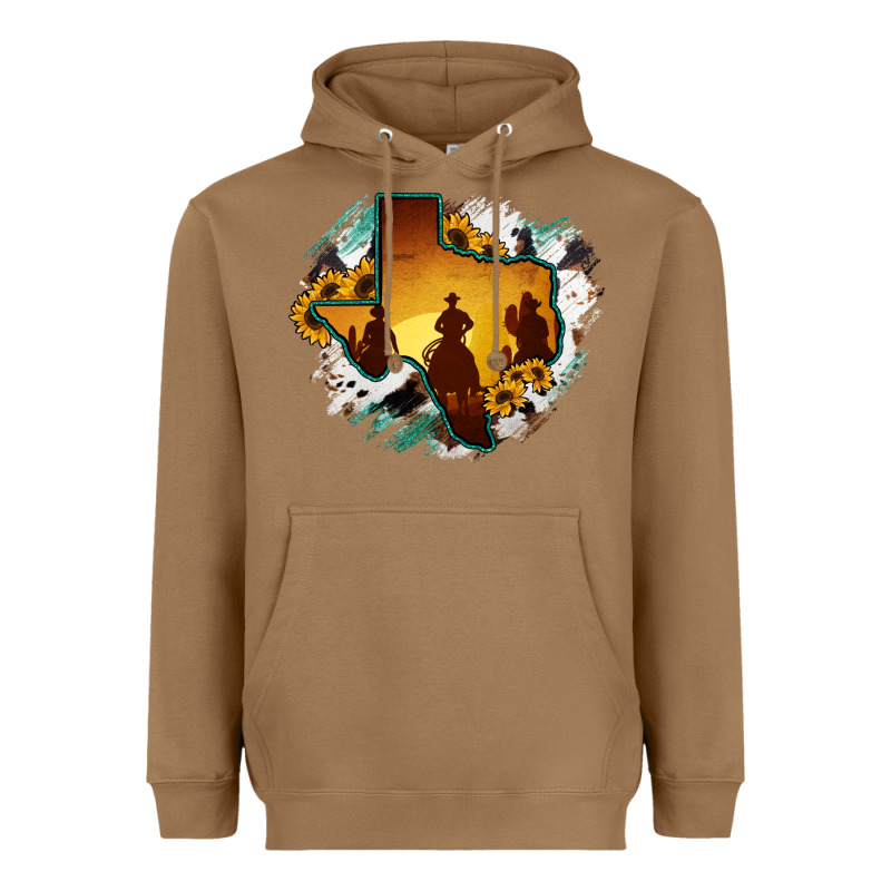Horsehide Texas Map Cowboys Flag Heavyweight Hoodie by RanaPortraitStore | Teevron