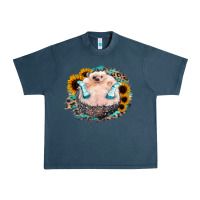 Midnight Navy Sunflower Leopard Hedgehog Urban Heavy Tee - Jasminsmagicworld