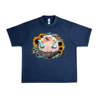 Navy Sunflower Leopard Hedgehog Urban Heavy Tee - Jasminsmagicworld
