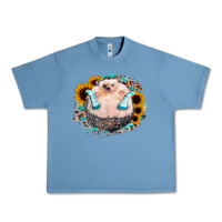 Pebble Blue Sunflower Leopard Hedgehog Urban Heavy Tee - Jasminsmagicworld