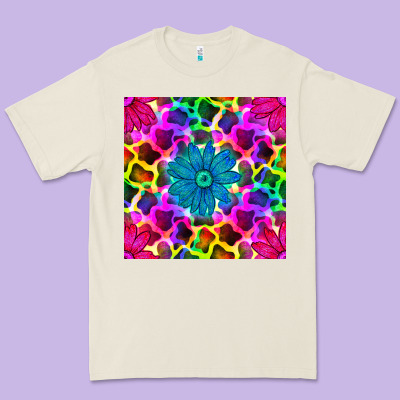 Neon Cowhide With Flower Seamless Pattern Premium Tee Designed By Bundleandbundleshop