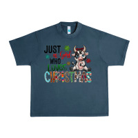 Midnight Navy just a girl who loves christmas Urban Heavy Tee - CowhideDigitalArt
