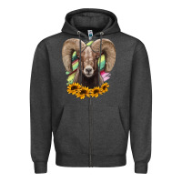Charcoal Heather Colorodo Bighorn Sheep Zipper Hoodie - Jasminsmagicworld