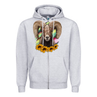 Heather Grey Colorodo Bighorn Sheep Zipper Hoodie - Jasminsmagicworld