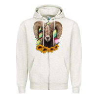 Oatmeal Heather Colorodo Bighorn Sheep Zipper Hoodie - Jasminsmagicworld