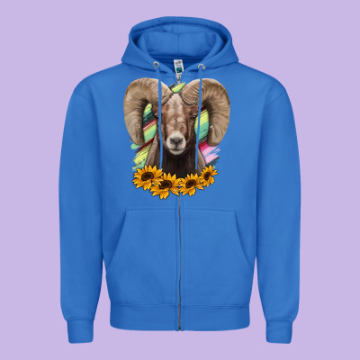 Colorodo Bighorn Sheep Zipper Hoodie Designed By Jasminsmagicworld