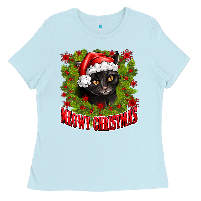 Meowy Christmas Ladies Tee by CowhideDigitalArt | Teevron