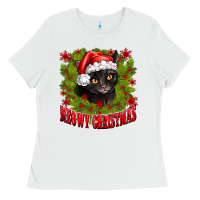 White meowy christmas Ladies Tee - CowhideDigitalArt