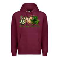 Burgundy peace love st.patrick's day Premium Hoodie - Jasminsmagicworld