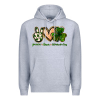 Heather Grey peace love st.patrick's day Premium Hoodie - Jasminsmagicworld