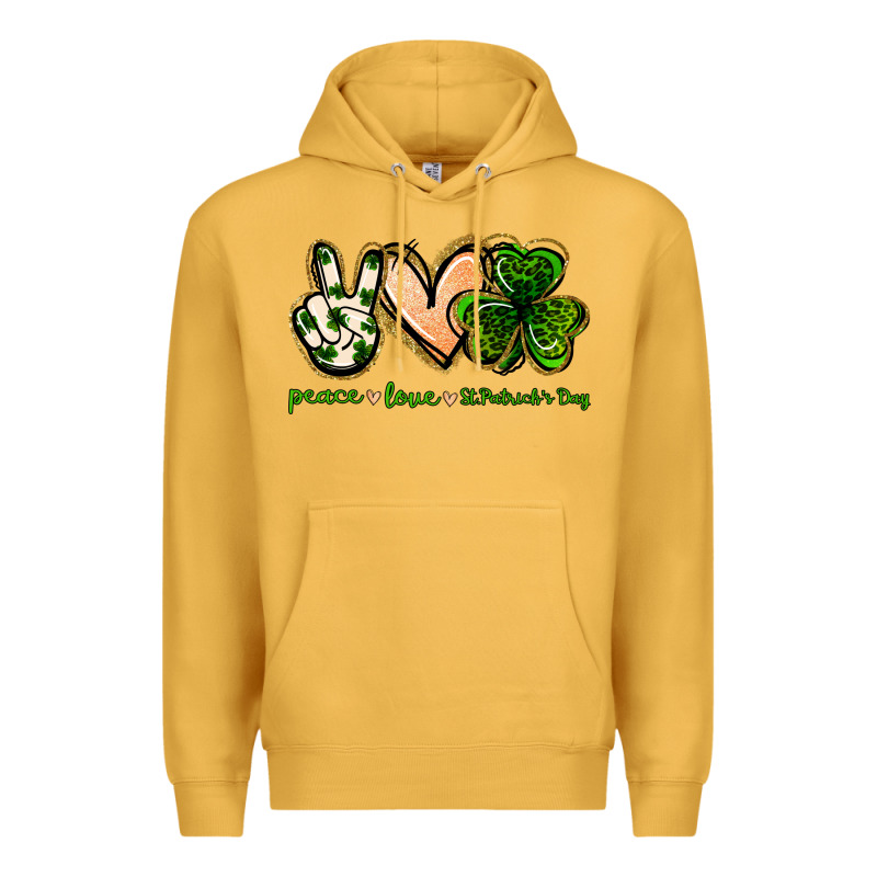 Peace Love St.patrick's Day Premium Hoodie by Jasminsmagicworld | Teevron