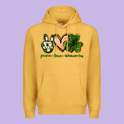 Peace Love St.patrick's Day Premium Hoodie Designed By Jasminsmagicworld