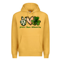 Mustard peace love st.patrick's day Premium Hoodie - Jasminsmagicworld