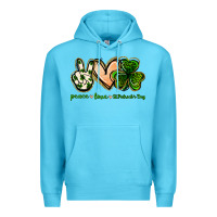 Ocean Blue peace love st.patrick's day Premium Hoodie - Jasminsmagicworld