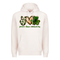 Pale Pink peace love st.patrick's day Premium Hoodie - Jasminsmagicworld