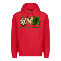 Red peace love st.patrick's day Premium Hoodie - Jasminsmagicworld