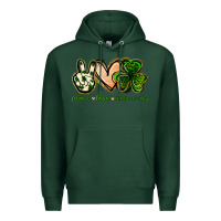 Sports Green peace love st.patrick's day Premium Hoodie - Jasminsmagicworld