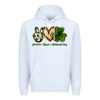 White peace love st.patrick's day Premium Hoodie - Jasminsmagicworld