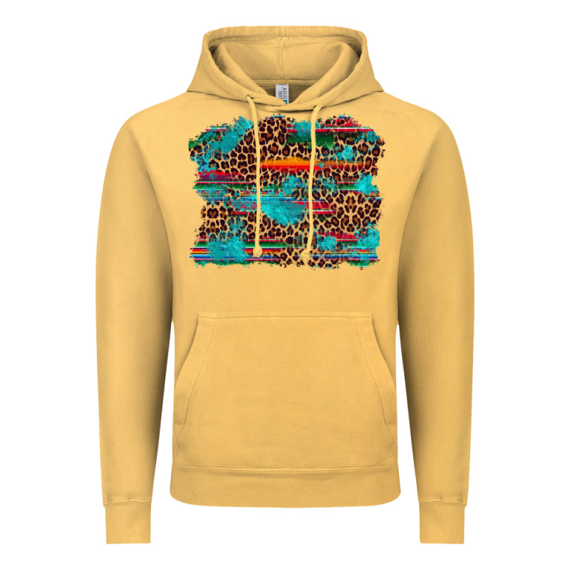 Western Serape Leopard Turquoise  Background Vintage Hoodie by Artiststas | Teevron