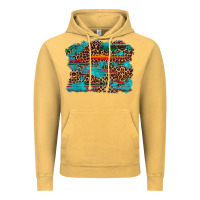 Vintage Mustard western serape leopard turquoise  background Vintage Hoodie - Artiststas