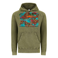 Vintage Olive western serape leopard turquoise  background Vintage Hoodie - Artiststas