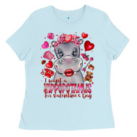 Baby Blue i want hippopotamus for valentines day Ladies Tee - CowhideDigitalArt