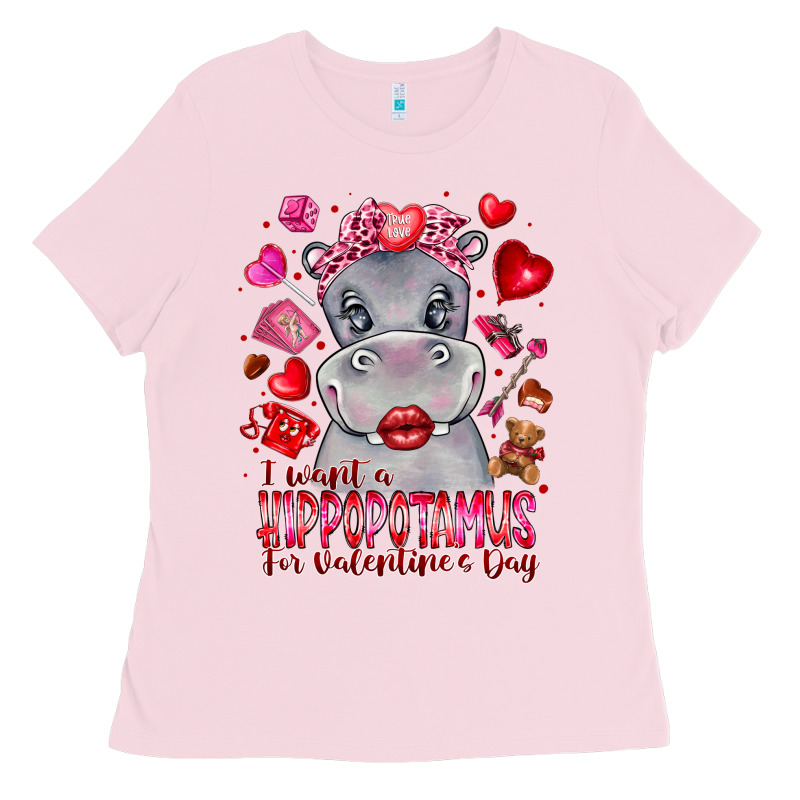 I Want Hippopotamus For Valentines Day Ladies Tee by CowhideDigitalArt | Teevron