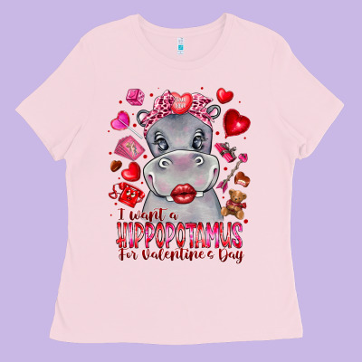 I Want Hippopotamus For Valentines Day Ladies Tee Designed By Cowhidedigitalart