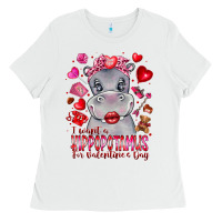 White i want hippopotamus for valentines day Ladies Tee - CowhideDigitalArt