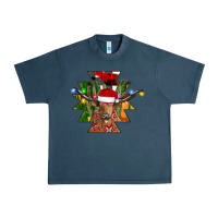 Midnight Navy longhorn Aztec Christmas Urban Heavy Tee - CowhideDigitalArt