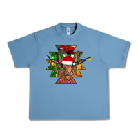 Pebble Blue longhorn Aztec Christmas Urban Heavy Tee - CowhideDigitalArt
