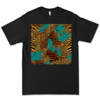 Black tiger leopard turquoise glitter seamless pattern Premium Tee - BundleAndBundleShop