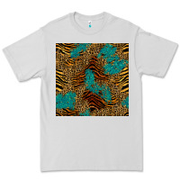 Dove Grey tiger leopard turquoise glitter seamless pattern Premium Tee - BundleAndBundleShop