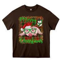 Chocolate Brown merry christmas baby pig Heavy Core Tee - RanaPortraitStore