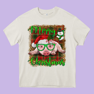 Merry Christmas Baby Pig Heavy Core Tee Designed By Ranaportraitstore