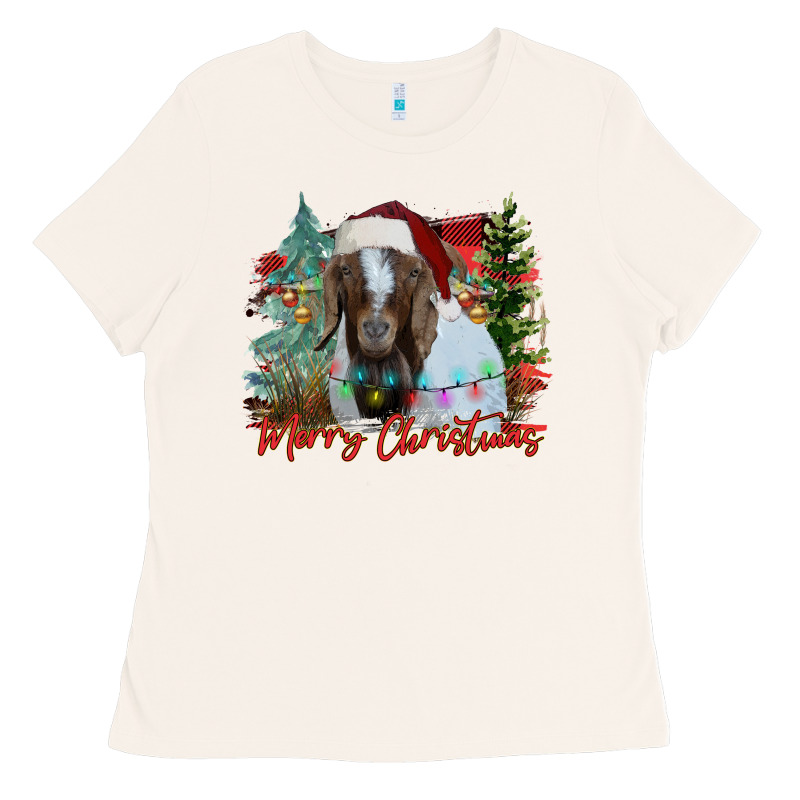 Merry Christmas Goat Ladies Tee by CowhideDigitalArt | Teevron