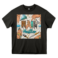 Asphalt hail hustler and nail art hands with glitter polish seamless pattern b Heavy Core Tee - BundleAndBundleShop