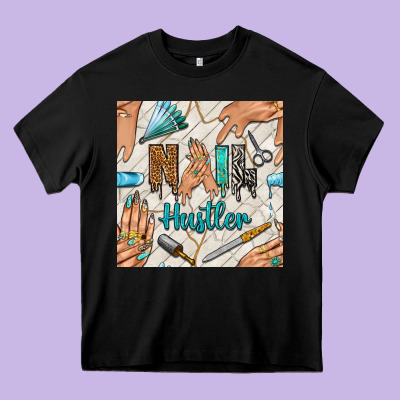 Hail Hustler And Nail Art Hands With Glitter Polish Seamless Pattern B Heavy Core Tee Designed By Bundleandbundleshop