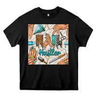 Black hail hustler and nail art hands with glitter polish seamless pattern b Heavy Core Tee - BundleAndBundleShop