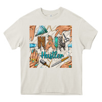 Cream hail hustler and nail art hands with glitter polish seamless pattern b Heavy Core Tee - BundleAndBundleShop