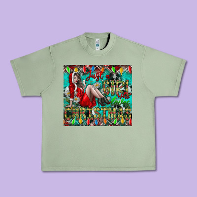 Just A Girl Who Loves Christmas Urban Heavy Tee Designed By Cowhidedigitalart