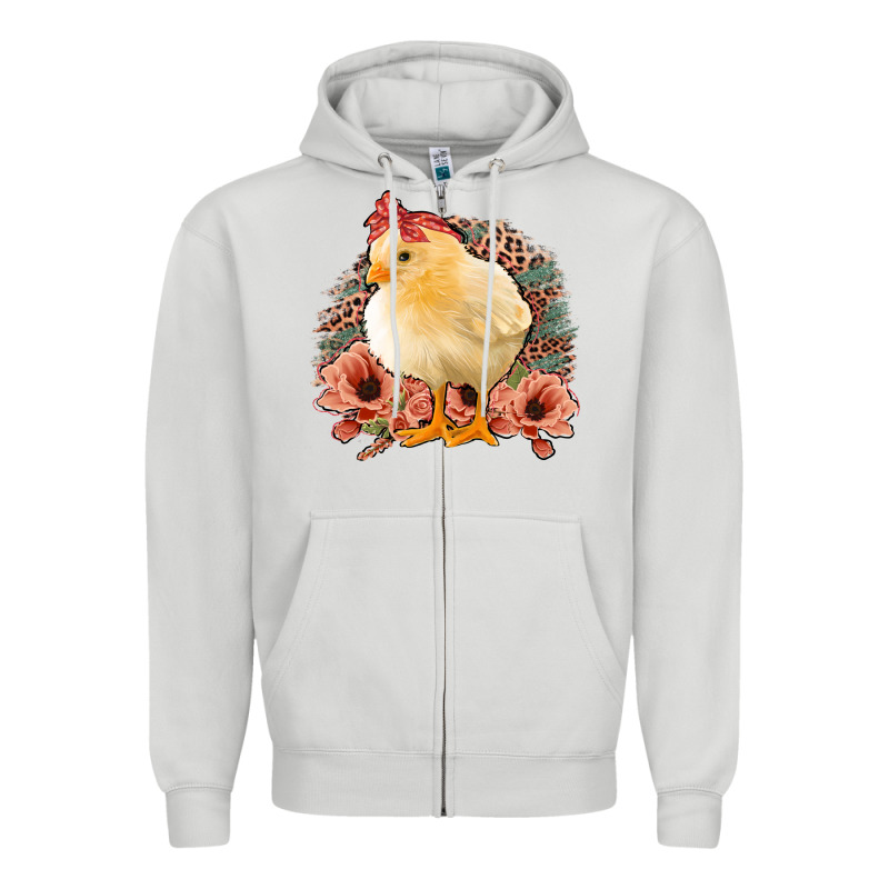 Chick With Flowers Feopard Zipper Hoodie by Jasminsmagicworld | Teevron