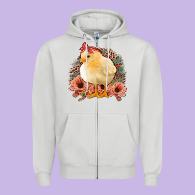 Chick With Flowers Feopard Zipper Hoodie Designed By Jasminsmagicworld