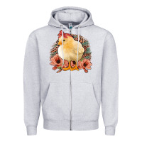 Heather Grey Chick With Flowers Feopard Zipper Hoodie - Jasminsmagicworld