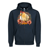 Navy Chick With Flowers Feopard Zipper Hoodie - Jasminsmagicworld