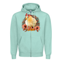 Seafoam Chick With Flowers Feopard Zipper Hoodie - Jasminsmagicworld
