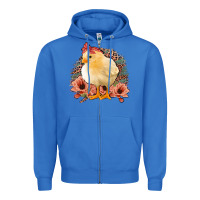 True Royal Chick With Flowers Feopard Zipper Hoodie - Jasminsmagicworld