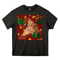 Asphalt christmas nails and trees with leopard and plaid seamless pattern bbs Heavy Core Tee - BundleAndBundleShop