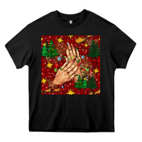 Black christmas nails and trees with leopard and plaid seamless pattern bbs Heavy Core Tee - BundleAndBundleShop